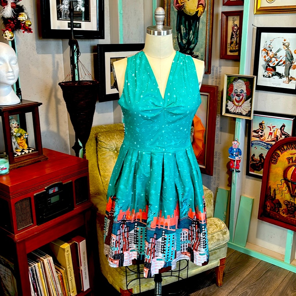 Teal Belle poque xl New York pinup dress